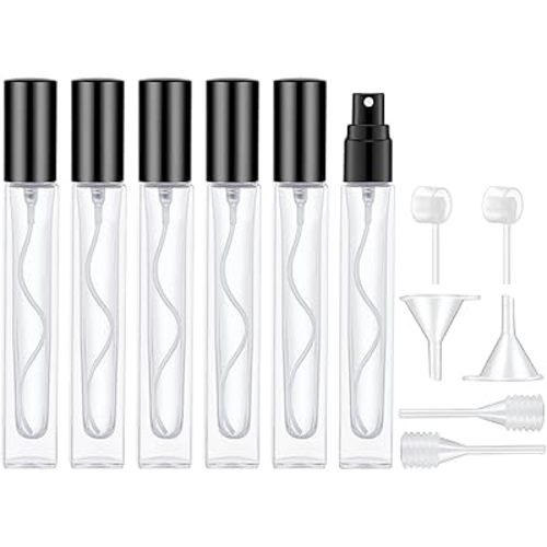 Lil Ray 10ml Perfume Atomizer for Men & Women. Refillable Glass Spray Bottle. Portable Fragrance Bottle for Travel,Party (6PCS)