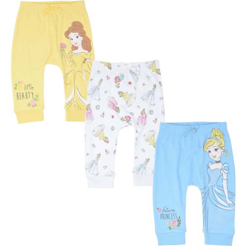 Disney Princess Belle Aurora Cinderella Newborn Baby Girls 3 Pack Pants Newborn to Infant