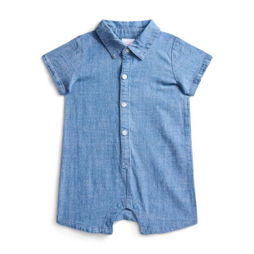 Wonder Nation Baby Boys Cotton Denim Shortie Romper with Short Sleeves, Sizes 0/3M-24M