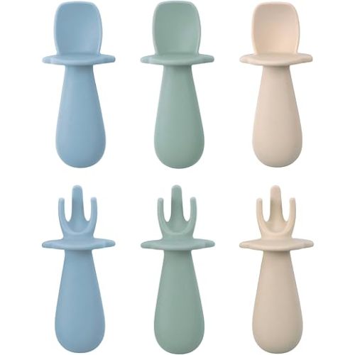 Baby Bliss 6 Pack Baby Spoons Self Feeding 6 Months +, Baby Utensils Silicone Baby Spoon, Baby Led Weaning Supplies, Self Feeding Spoon, Infant Spoons First Stage, BPA Free