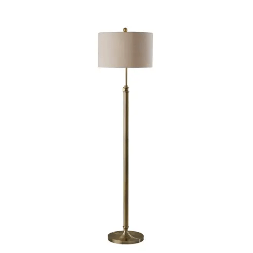 65" Antique Brass Metal + Linen Shade Classic Adjustable Floor Lamp