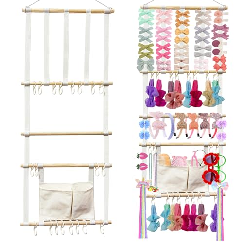 Headband Holder Hair Bows Organizer for Girls, Baby Headbands Hair Accessories Organizer Storage Wall Hanging Decor for Toddler Girls Room