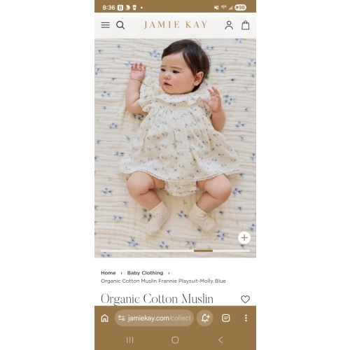 Organic Cotton Muslin Frannie Playsuit-Molly Blue – Jamie Kay USA