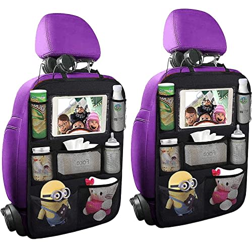 ONE PIX Backseat Car Organizer Mats Backseat Storage Bag with Tablet Holder for Kids Toddlers, Travel Accessories (2PC)