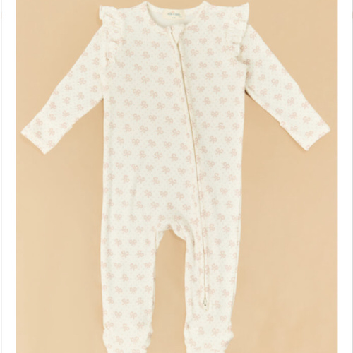 Vintage Mini Bows Ruffle Footie