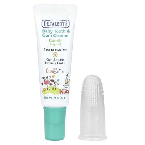 Dr. Talbot's Baby Tooth & Gum Cleaner with Gum Massager, 0 m+, Vanilla Milk, 2 Piece Set