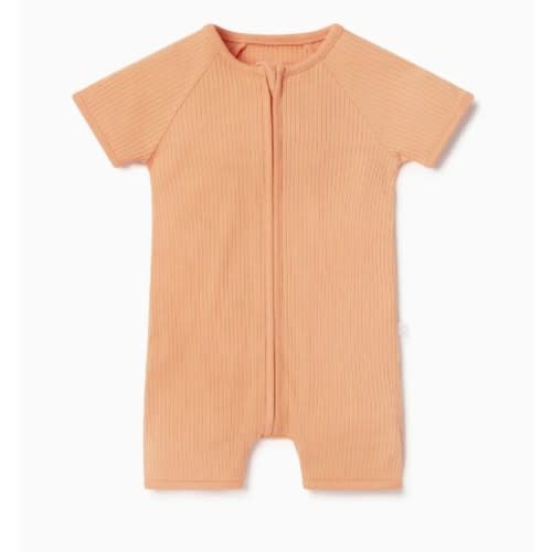 Ribbed Zip Summer Sleepsuit Ribbed Orange / 0 - 3 M