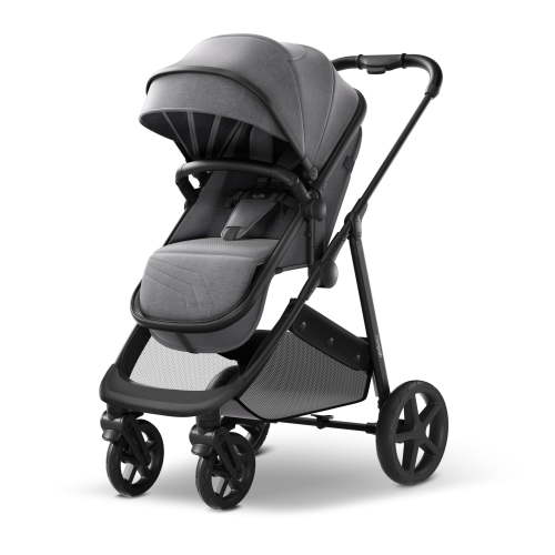 Mompush Wiz 2-in-1 Baby Stroller with Bassinet Mode, Reversible Seat and Large Canopy, Grey, 22.3LB, Unisex