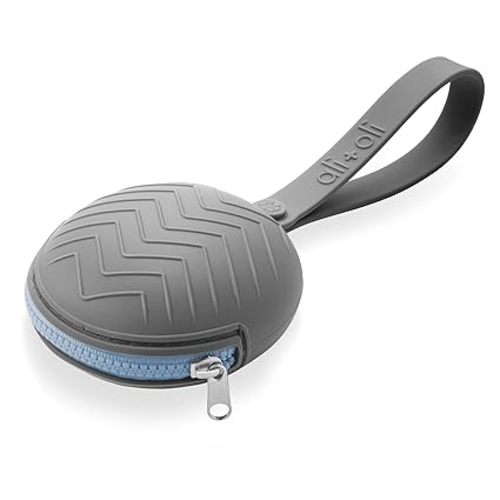 Ali+Oli Silicone Pacifier Holder Case (Grey) BPA-Free Newborn Pacifier Holder, Travel Baby Pacifiers Silicone Pouch, Silicone Pacifier Storage Case, 3 by 1.6 Inches - Zipper