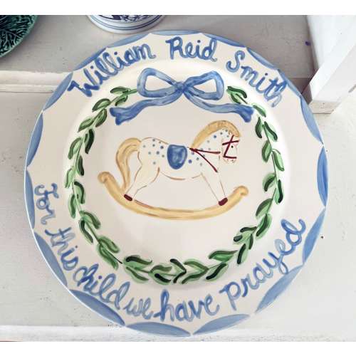 Rocking Horse Birthday Plate 11" - Blue