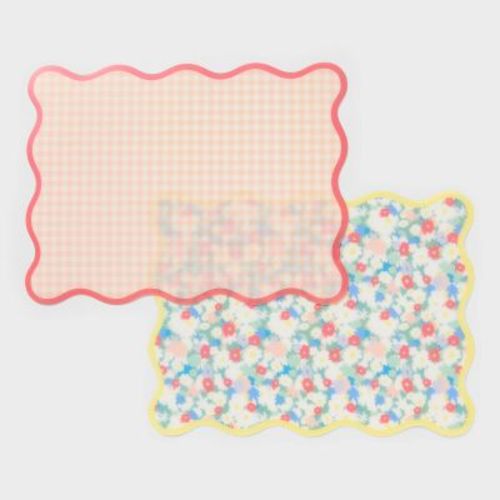 2pk Gingham and Floral Placemat Pink - Pillowfort™