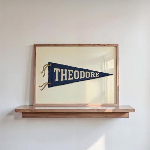 Custom Name Pennant Flag Wall Art, Vintage Nursery Decor, Preppy Boys Room Decor, Retro Varsity Banner Print, Personalized Baby Name Poster