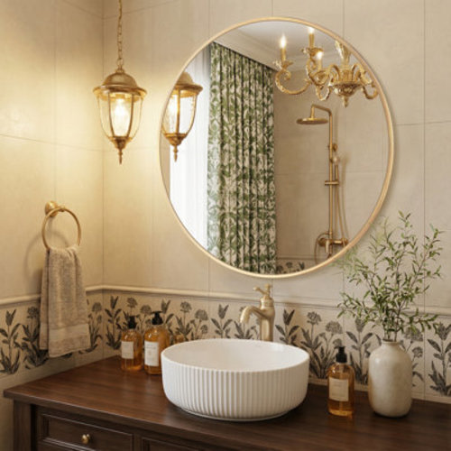 Ebern Designs Metal Round Wall Mirror & Reviews | Wayfair