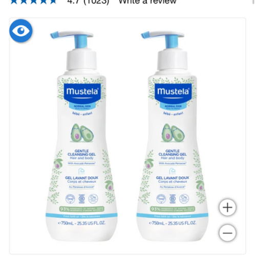 Mustela Baby Gentle Cleansing Gel - Baby Hair & Body Wash Tear-Free Formula, 25.35 fl oz, 2-pack