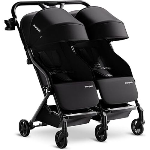 Mompush Lithe Double Stroller, Lightweight Side by Side Stroller for Newborn and Toddler, Easy Fold, Spacious Seats with Recline, UPF50+ Canopy