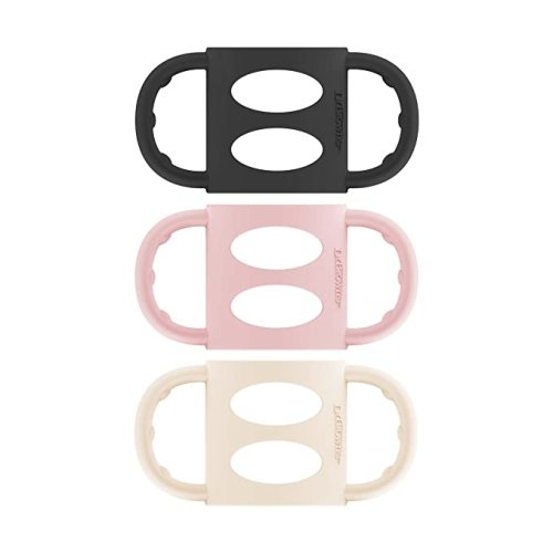 Dr. Brown’s® Milestones™ 100% Silicone Baby Bottle Handles, Narrow, Light Pink, Ecru, Black, 3 Pack, 4m+ - 3 Pack, Light Pink, Ecru, Black