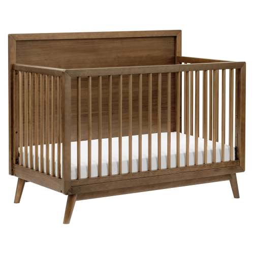 Palma Mid-Century 4-in-1 Convertible Crib with Toddler Bed Conversion Kit - Natural Walnut