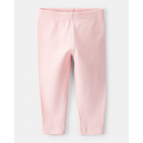 Baby Girl Cotton Ribbed Stretch Leggings - Pink - Carter's | Carter's