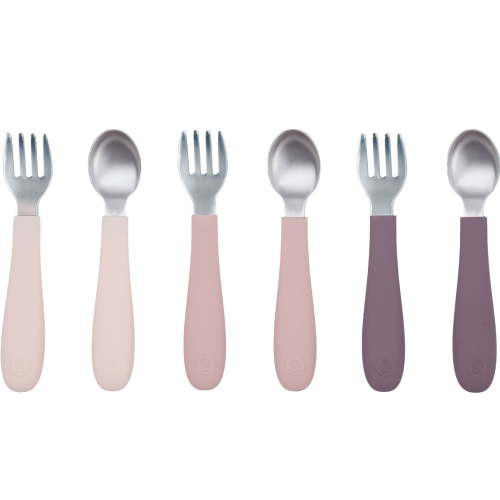WeeSprout Toddler Utensils, 3 Forks & 3 Spoons, 18/8 Stainless Steel & Food Grade Silicone