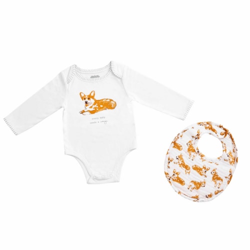 Corgi Dog Bodysuit and Bib Set | Mud Pie