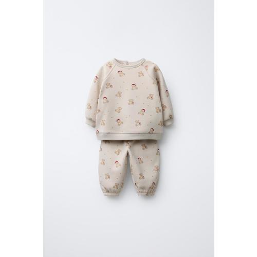 BEAR PRINT SWEATSHIRT AND JOGGER SET - Ecru | ZARA United States