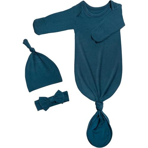Baby Knotted Gown, Baby Noah Knotted Gown for Newborn, Newborn Gown with Hat Set for Baby Boy Girl, Soft Baby Tie Gown, 0-3 M