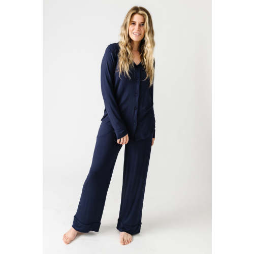 The Lord is My Strength Navy PJ Womens Notch Collar Set Bamboo – Holy Pals