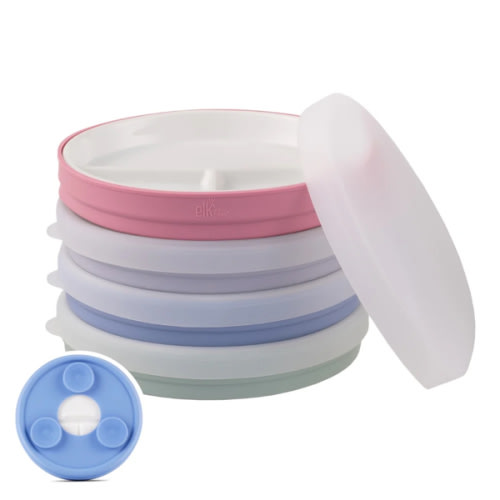 6.7"/16cm Porcelain Divided Plates Suction Sleeve + Lids