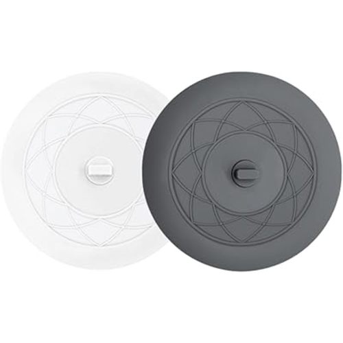 Tub Stopper 2PCS,Bathtub Drain Stopper,6 inches Bathtub Tub Drain Cover Stopper,Silicone Drain Plug,Kitchen Bathroom Hair Water Shower Stopper,Large Bathroom Laundry Accessories (Grey/White)