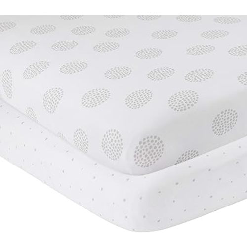 Ely’s & Co. Crib Sheets, Baby Boy/Girl Fitted Crib Mattress Sheet Set, 2 Pack, 100% Jersey Knit Cotton, Infant and Toddler Nursery Bedding, Grey Dottie Print, 28” x 52”