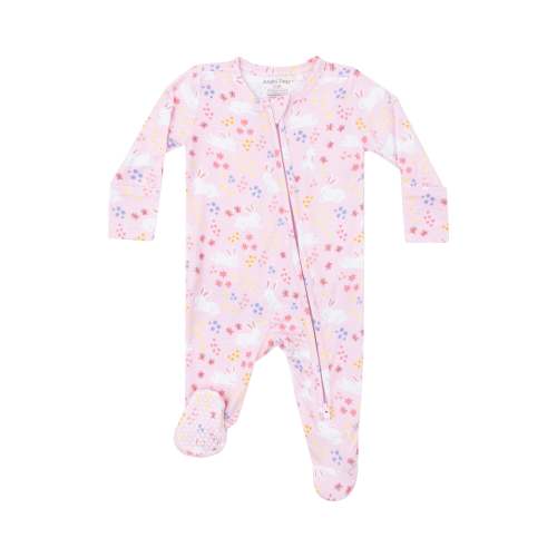 2 Way Zipper Ruffle Back Footie - Bunny Meadow