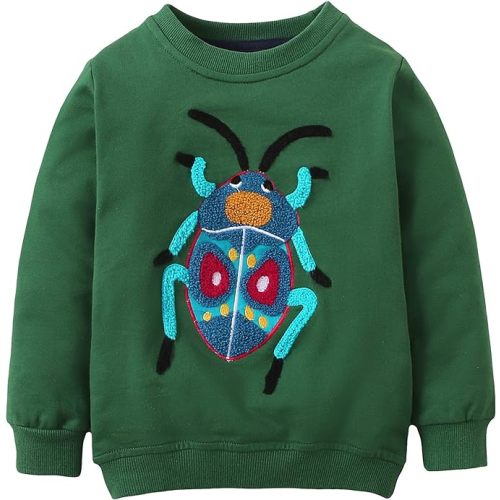 Bumeex Toddler Boy Sweatshirt Clothes,Crewneck Long Sleeve Shirt Top Outfit Green 3t