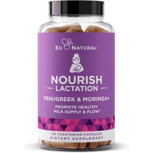 Nourish Lactation Supplement - Postpartum Support for Healthy Milk Flow & Production - Fenugreek Capsules for Women with Goat's Rue, Milk Thistle, Fennel Seed & Organic Moringa, 60 Soft Capsules