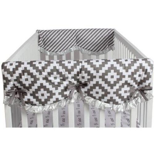 Bacati - Love Gray/Silver set of 2 Small Side Crib Rail Guard Covers