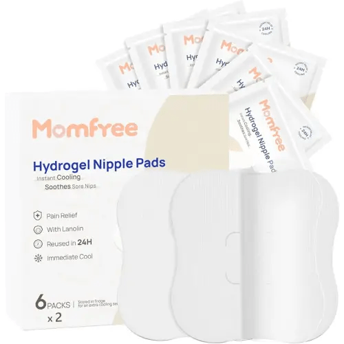 Hydrogel Nipple Gel Pads for Breastfeeding: Soothing Nursing Pads Reusable Instant Cooling Relief | Promotes Healing Irritated Nipples - 6 Packs(12 Count)