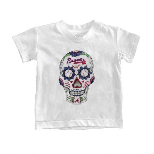 Atlanta Braves Tiny Turnip Infant Sugar Skull T-Shirt - White