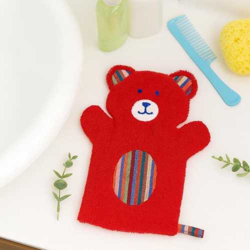 Bear Puppet Washcloth - Fun Bath Time Accessory for Kids, Soft Cotton Washcloth with Adorable Bear Design | Easy Grip