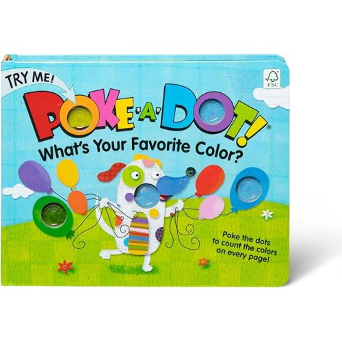 Melissa & Doug Poke-a-Dot! What’s Your Favorite Color? Interactive Children's Board Book with Buttons to Pop, Educational Sensory Toy for Toddlers & Preschoolers Ages 3+ - FSC Certified