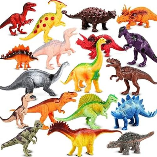 Kimicare Kids Dinosaur Figures Toys, 18 Pcs Plastic Dinosaur Toys for Kids 3-5, STEM Educational Realistic Dinosaurs Figurine Playset for Toddlers, 5 to 7 Inch Dino Toy Birthday Gifts Boys Girls