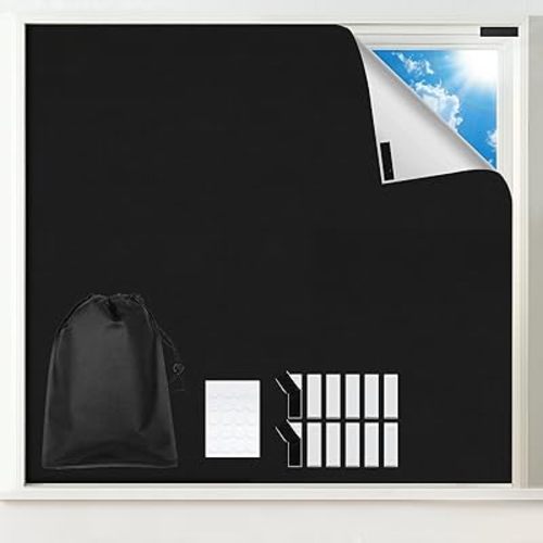 Blackout Window Cover, Portable DIY Window Blinds,Travel Window Blackout Curtains for Baby Nursery, Bedroom, Dorm Room and Media Room (Black 39"x57") 2 Pack