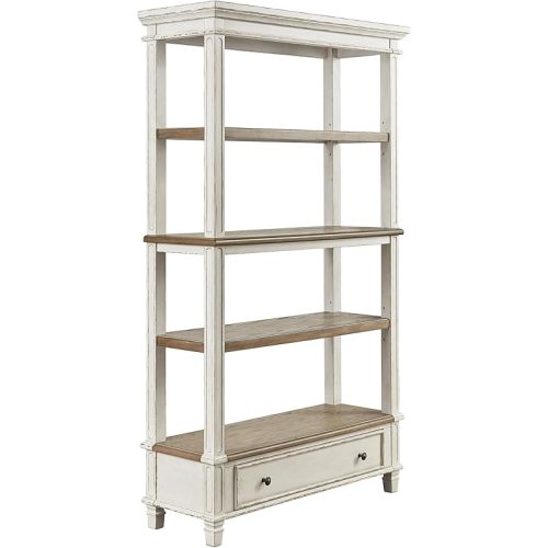 Signature Design by Ashley Realyn French Country 75" Bookcase with Drawer, Chipped White