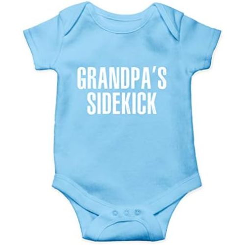 AW Fashions Grandpa's Sidekick Baby Bodysuit Cute Newborn Outfit Funny Boy Girl Grandparent Infant Clothes