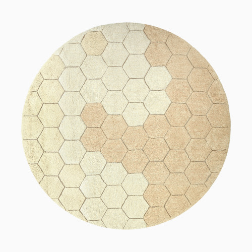 Lorena Canals Round Honeycomb Washable Rug - Golden, 4' 7"