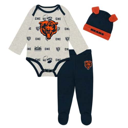 Chicago Bears Outerstuff Newborn Huddles & Giggles 3-Piece Pant and Hat Set - Heather Gray