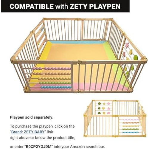 Zety Compatible Baby Play Mat - PU Leather Baby Playpen Mat - Waterproof Baby Play Mats for Floor - 1.5" Thick High Density Foam Play Mat (Colored, 8-Panel) (Colored, 8-Panel)