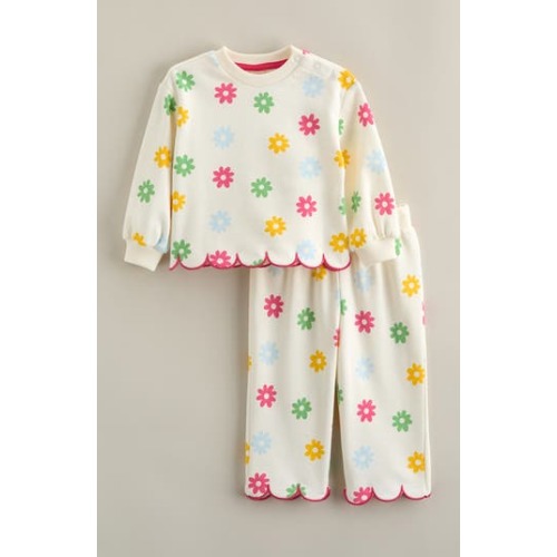 Scallop Hem Cotton Blend Top & Pants Set, 3M