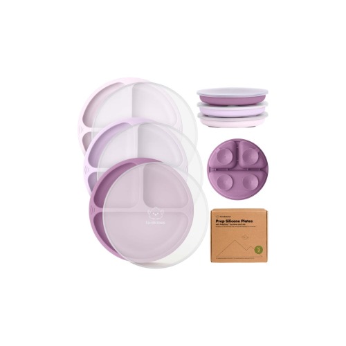 3-Pack Prep Silicone Suction Plates with Lids