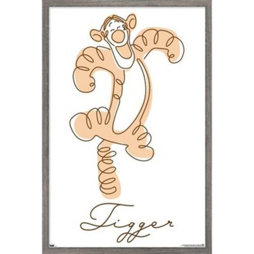 Trends International Disney Winnie The Pooh (1966) - Tigger Framed Wall Poster Prints Barnwood Framed Version 14.725" x 22.375"