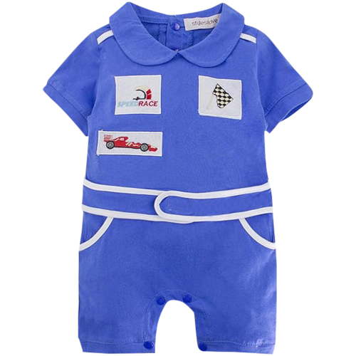 StylesILove Baby Boy Short Sleeves Chic Car Racer Costume Romper Halloween Baby Boy Clothes (Blue, 90/12-18 Months)