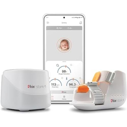 Masimo Stork Vitals - Smart Home Baby Monitoring System - Delivers Continuous Health Data for Your Baby - Includes Stork Boot, Hub & App